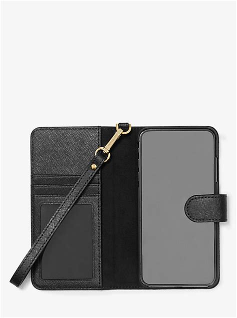 iphone xs max michael kors wallet|Saffiano Leather Wristlet Folio Case for iPhone XS Max .